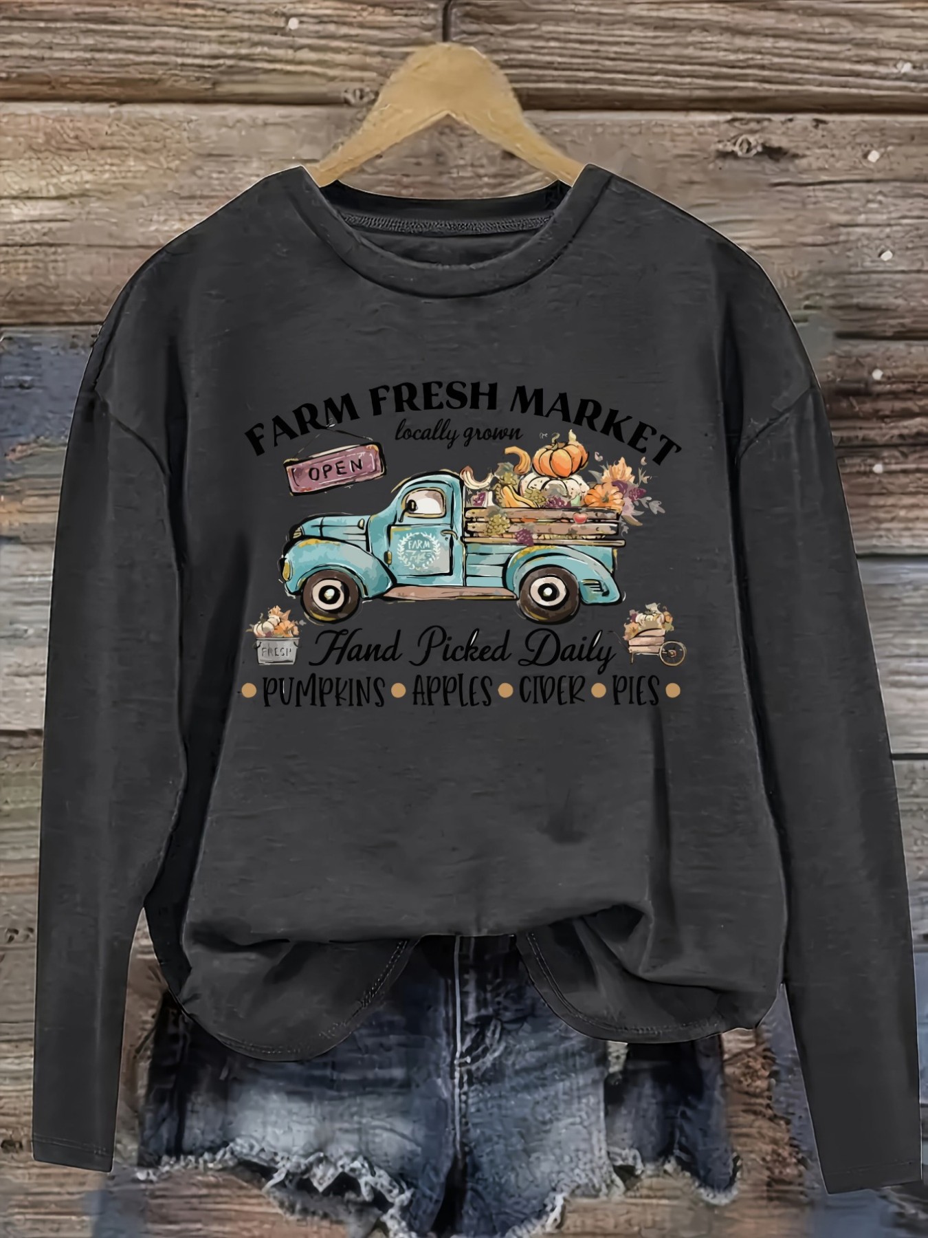 Women's Casual Long Sleeve Cre - đánh giá và giá Farming & Agriculture Word Stacks