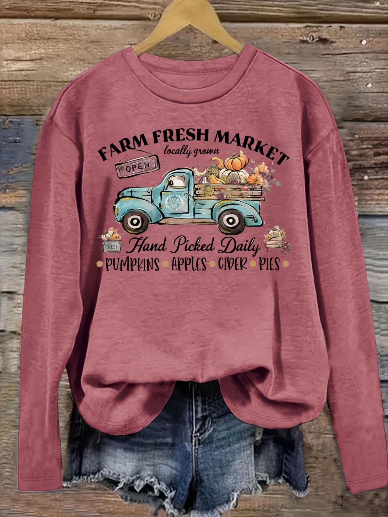 Women's Casual Long Sleeve Cre - đánh giá và giá Farming & Agriculture Word Stacks