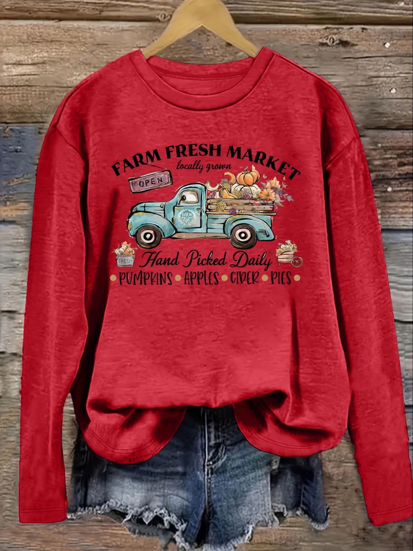 Women's Casual Long Sleeve Cre - đánh giá và giá Farming & Agriculture Word Stacks