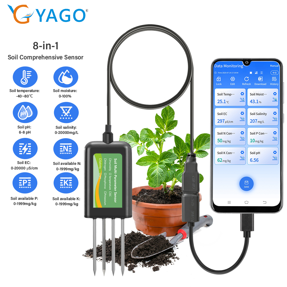 YAGO Soil Sensor 8 in 1 for Ag - đánh giá và giá Precision Farming Smart Agriculture