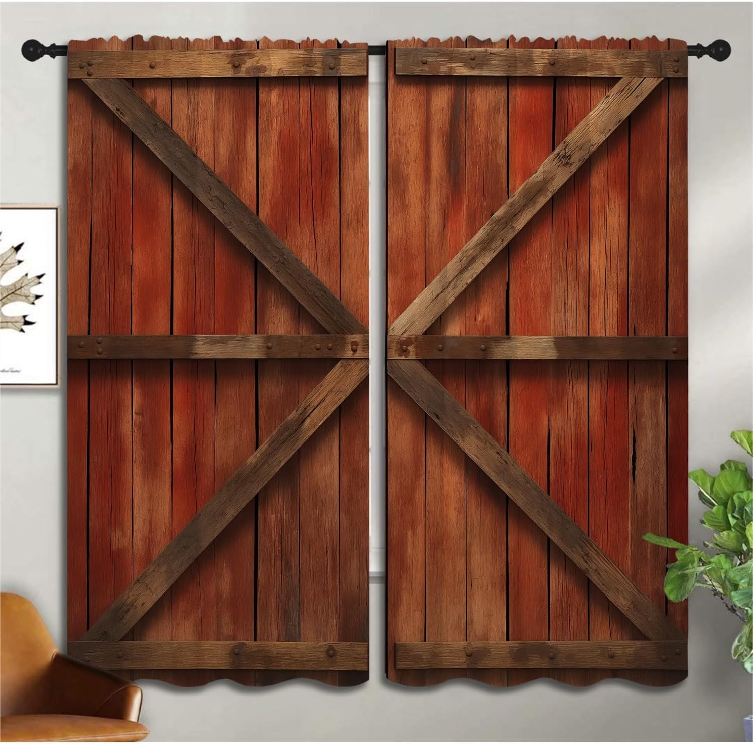 Barn Wood Door Blackout Curtai - đánh giá và giá Farming Japan