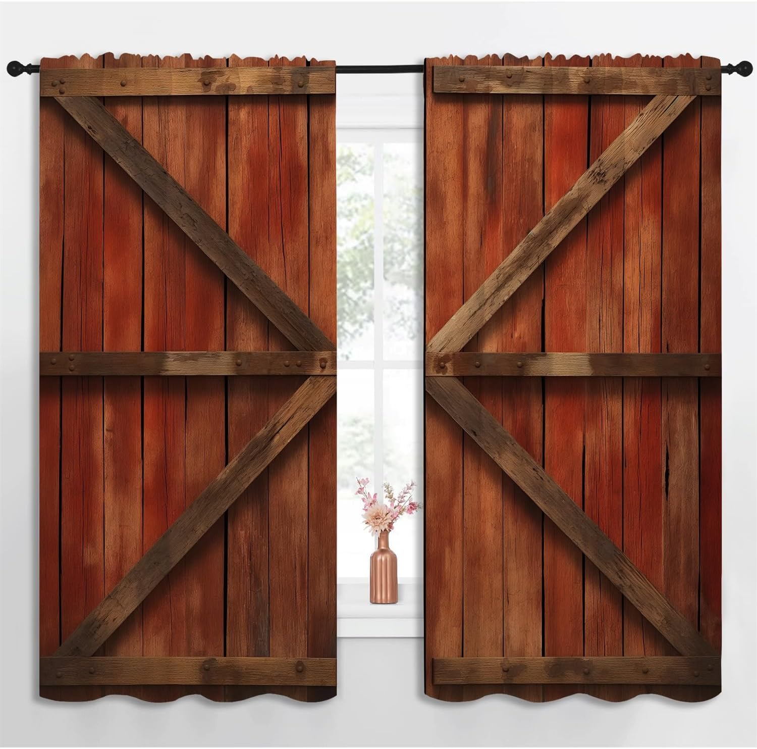 Barn Wood Door Blackout Curtai - đánh giá và giá Farming Japan